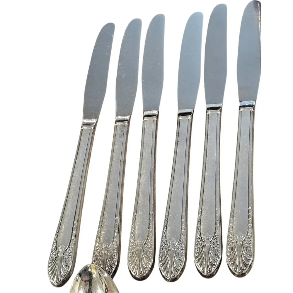 VTG Crown Radiance Silver Plate Flatware  Set 6 Settings Art‎ Deco 23 Pieces